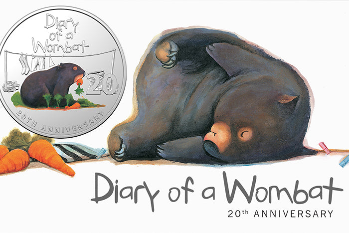 20th Anniversary Diary of a Wombat 2022 Coloured 20c Coin