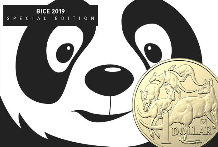 2019 Beijing International Coin Expo Special Release - Panda Privy Mark Mob of Roos $1 Uncirculated  Coin
