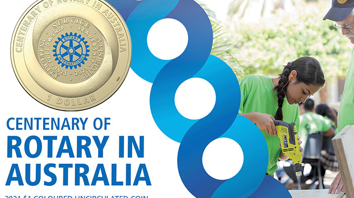 2021 $1 AlBr Coloured Uncirculated Coin - Centenary of Rotary Australia
