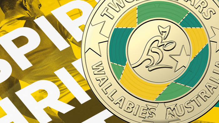 2019 $2 AlBr Coloured Uncirculated Coin – Wallabies Rugby Australia
