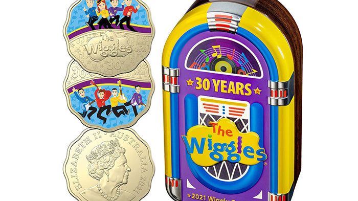 2021 30c Coloured AlBr Uncirculated Scalloped Two Coin Set - 30 Years of the Wiggles