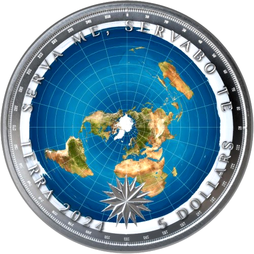2024 Flat Earth Terra 1 oz Silver Coin $5 Tokelau Coin
