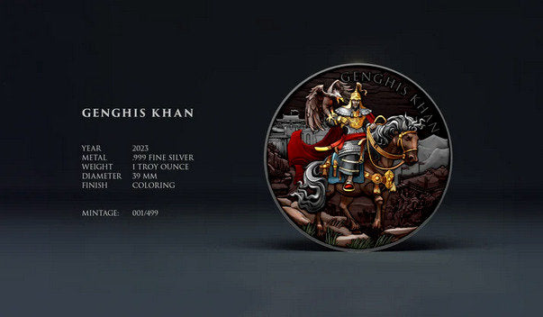 2023 Legendary Warriors Genghis Khan Victorious Edition 1 oz .999 Silver Coin