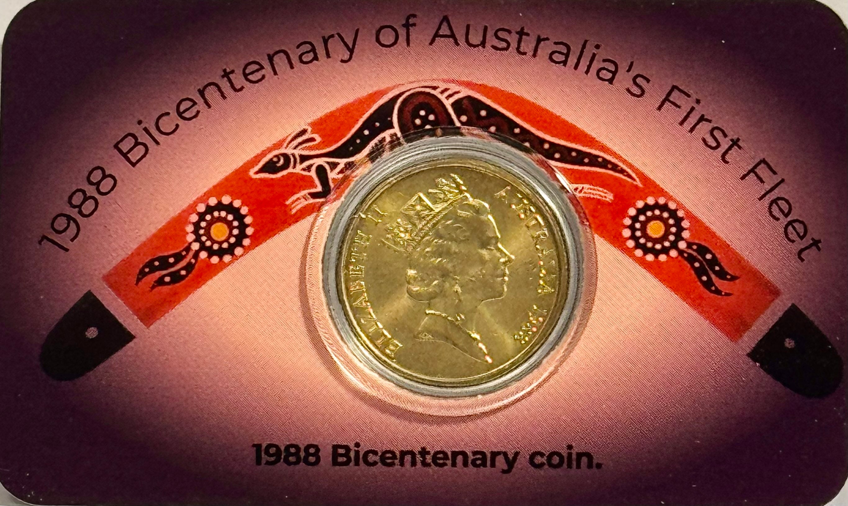1988 $1 Bicentenary of Australia's First Fleet Coin in Card
