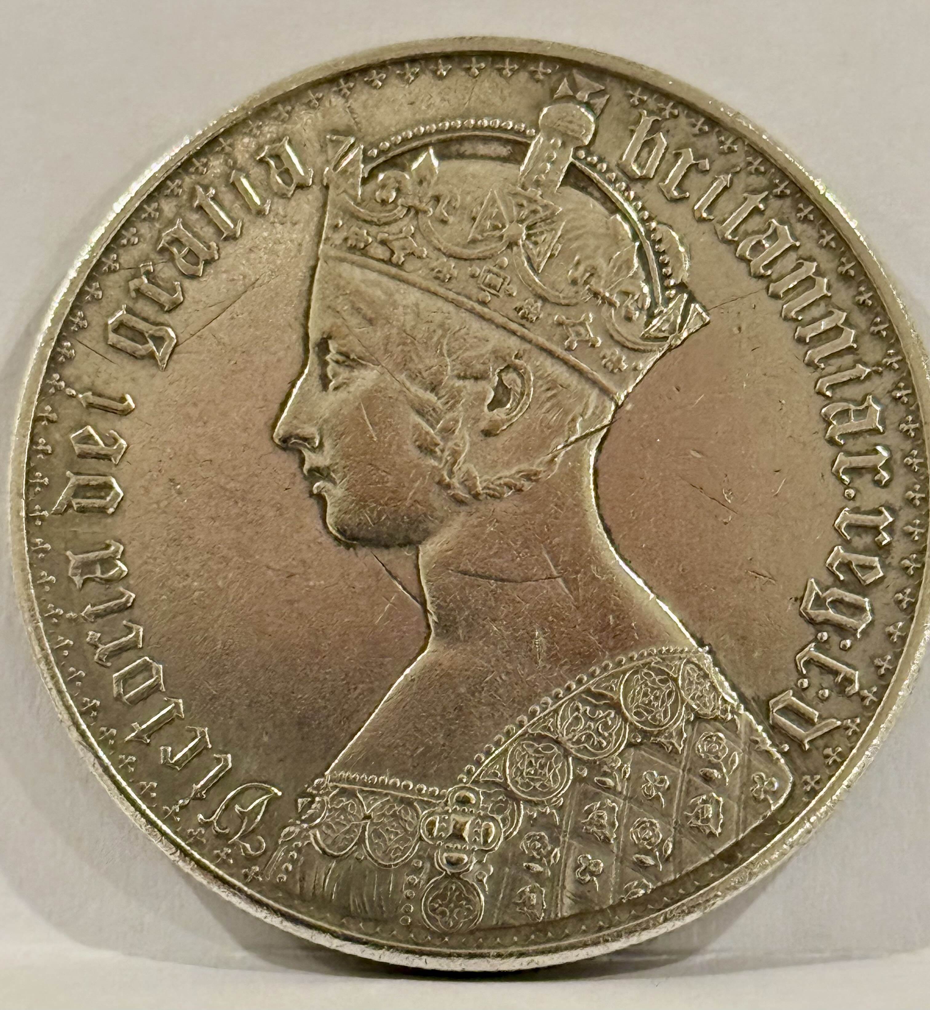 Reproduction 1853 Great Britain Victoria AR Gothic 1 Crown Silver Plated Coin