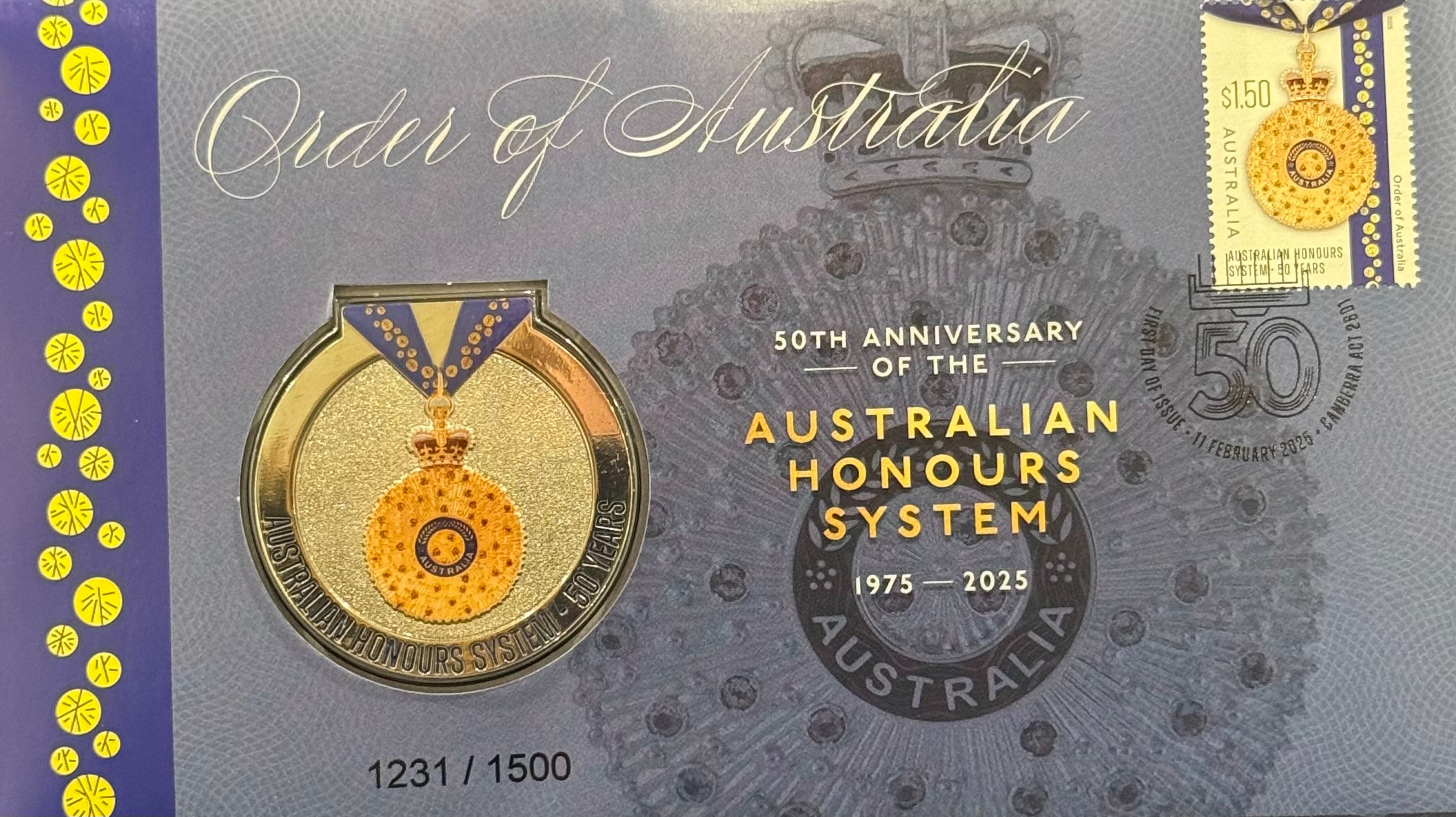 2025 50th Anniversary of the Australian Honours System Order of Australia Medallion PNC