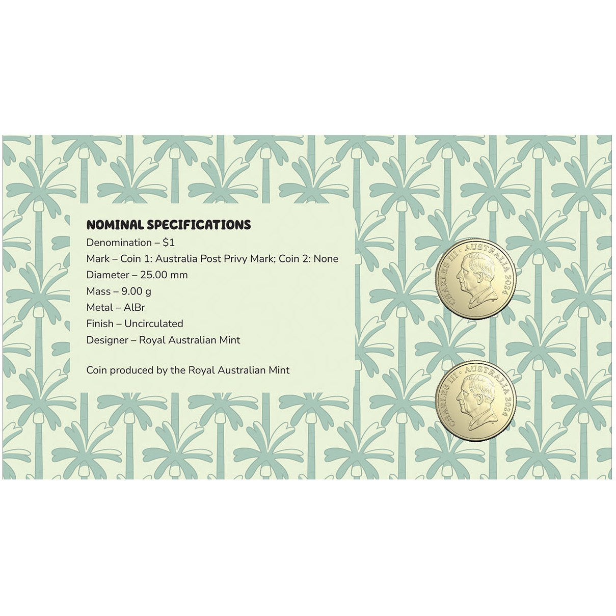 Royal Australian Mint 2024 Uncle Stripe, Aunt Trixie & Nana Limited Edition 2 Coin $1 PNC