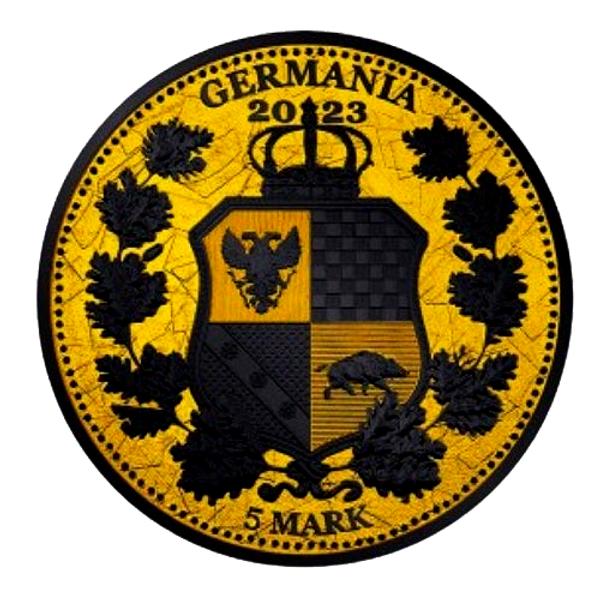 Germania Mint Galia and Germania 2023 Silver 1 oz Black Platinum Gold Gilded Coin