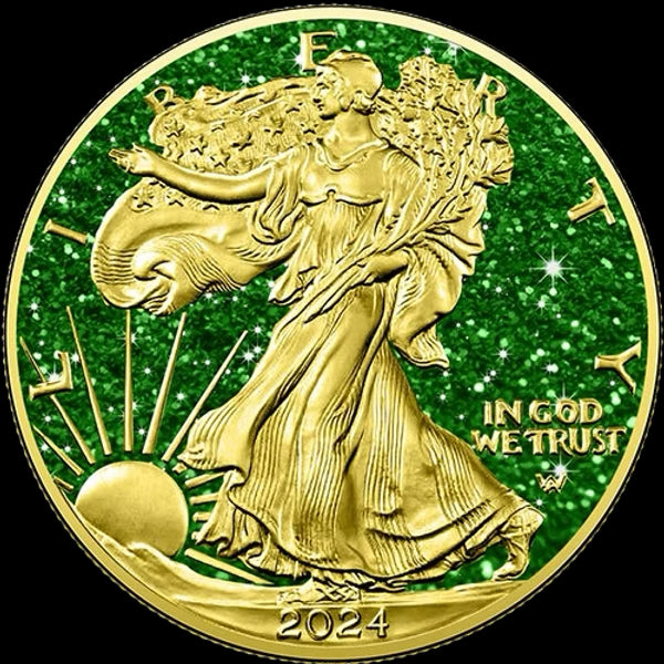 American Eagle Walking Liberty 1 oz Silver Green Tourmaline Precious Stones  Coin 2025