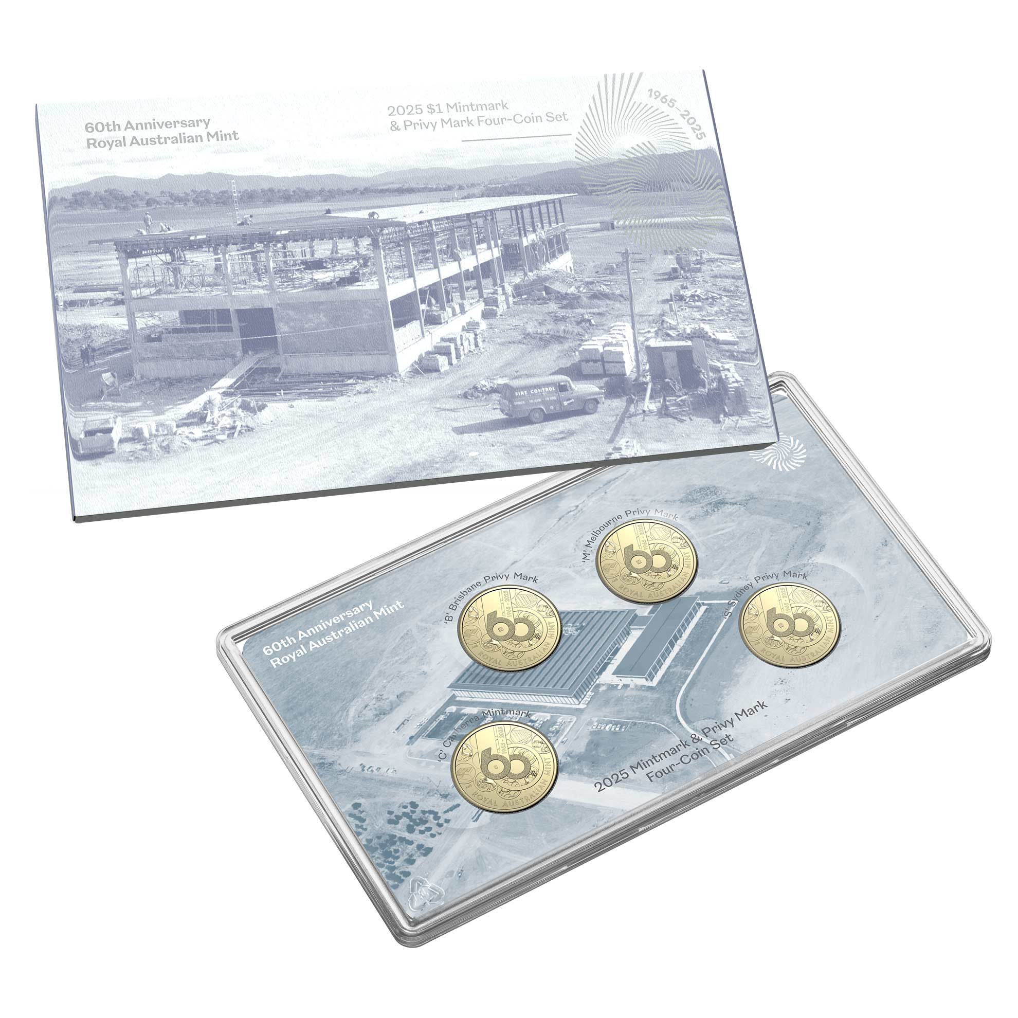 Royal Australian Mint 2025 $1 60th Anniversary of the Royal Australian Mint UNC 4 Coin Mintmark & Privymark Set
