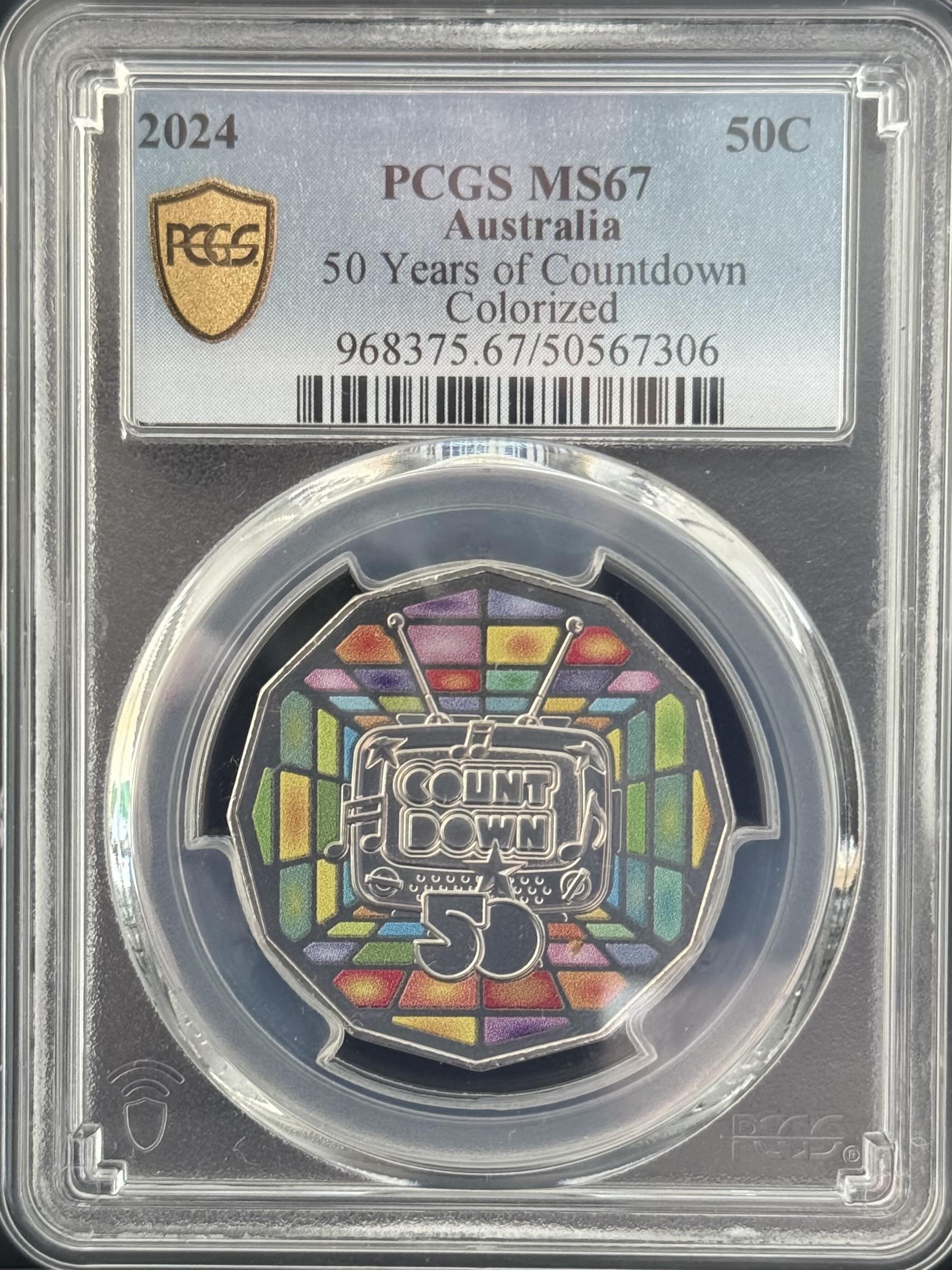Royal Australian Mint 2024 50 Years of Countdown Colorized 50c PCGS MS67