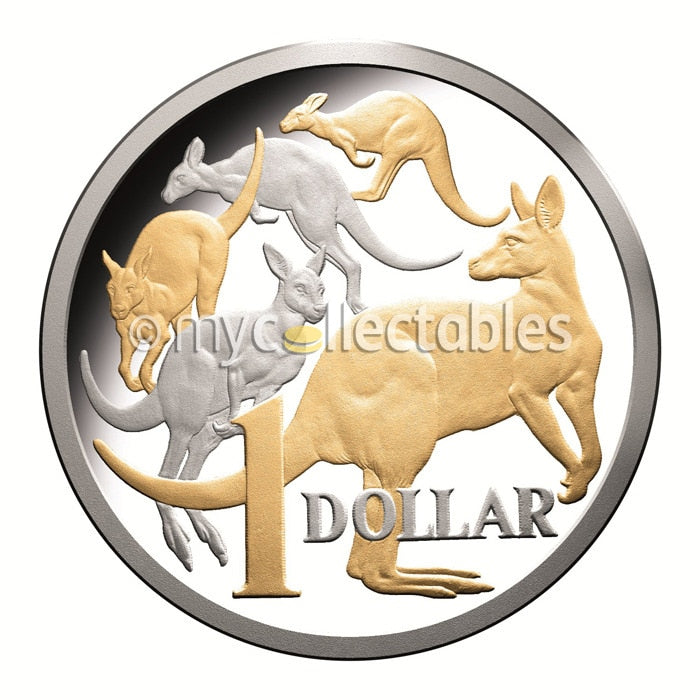 Royal Australian Mint 2014 Six Coin Proof Year Set - Selectively Gold Plated 1 Dollar Coin