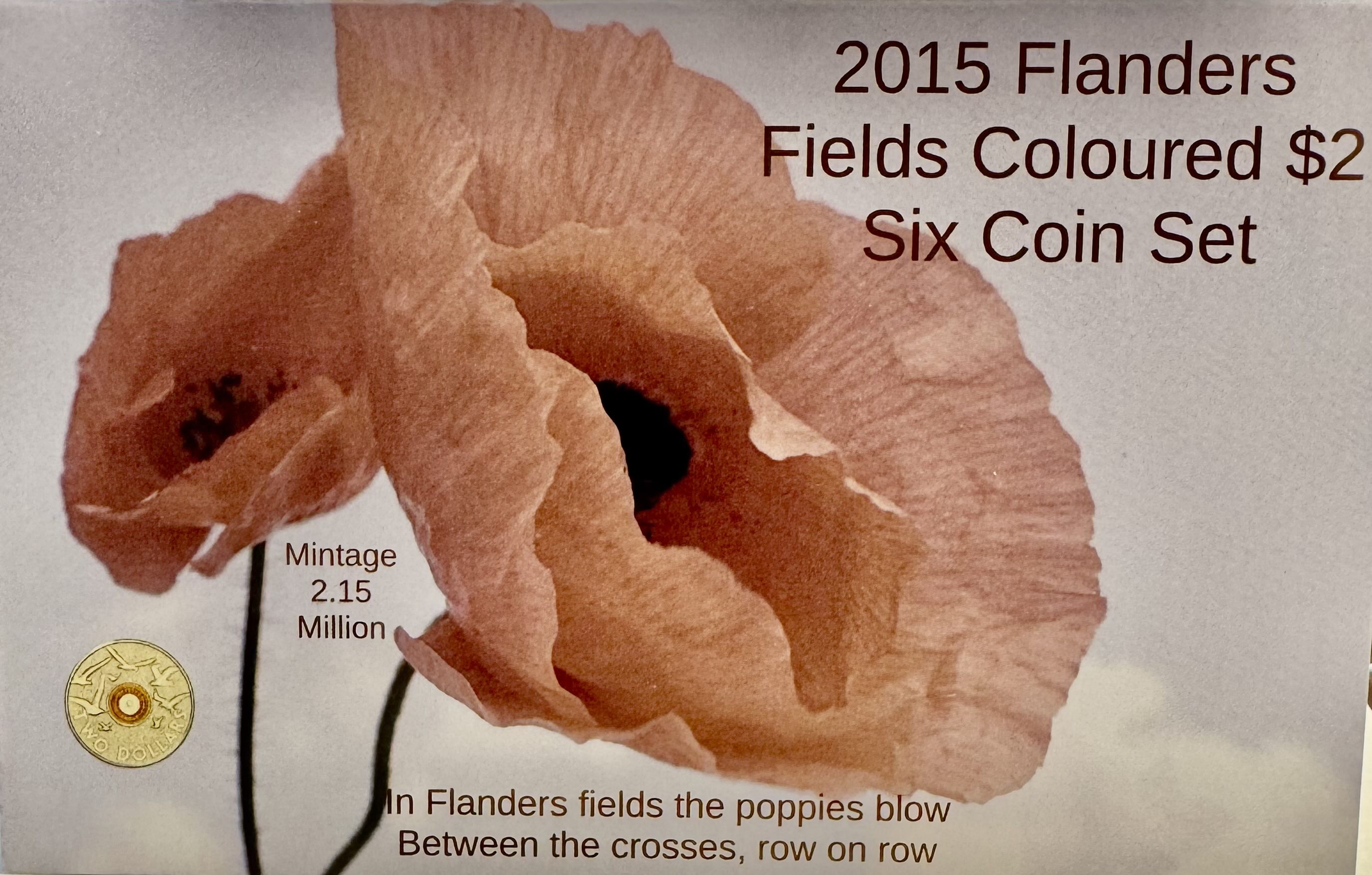 2015 $2 Flanders Field Coloured $2 6 Coin UNC Set