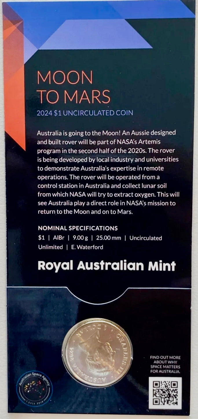 Royal Australian Mint 2024 Out of This World Australia in Space C Mintmark $1 King Charles III Counterstamp UNC Set of Six coins