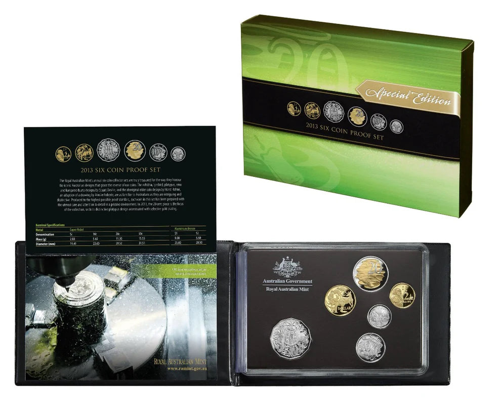 Royal Australian Mint 2013 Six Coin Proof Set - Special Edition with Selective Gold Plating