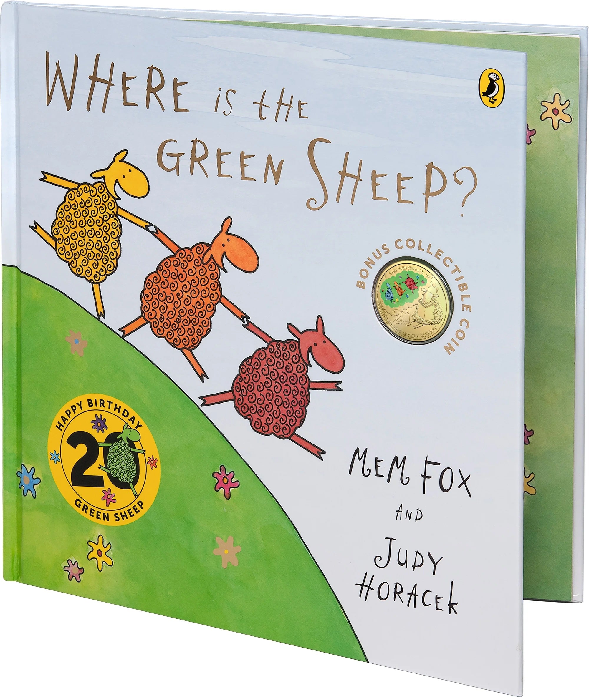 Royal Australian Mint 20th Anniversary of Where is the Green Sheep 20c gold plated coloured UNC Coin & Delux Edition Book