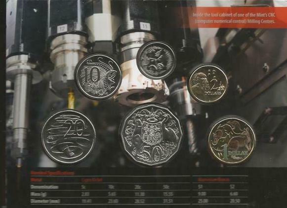 Royal Australian Mint 2014 6 Coin UNC Mint Set - Special Coloured $1 Coin