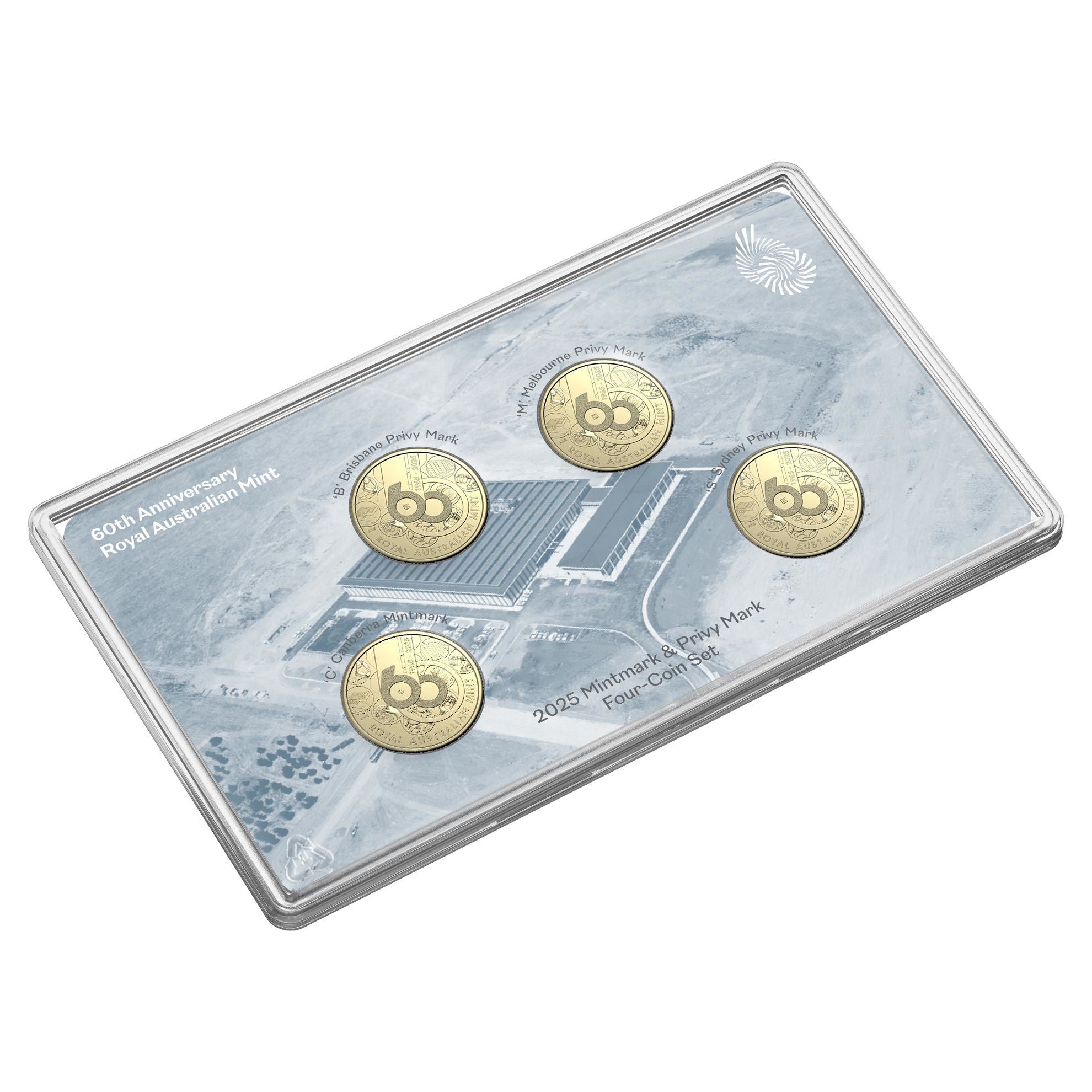 Royal Australian Mint 2025 $1 60th Anniversary of the Royal Australian Mint UNC 4 Coin Mintmark & Privymark Set