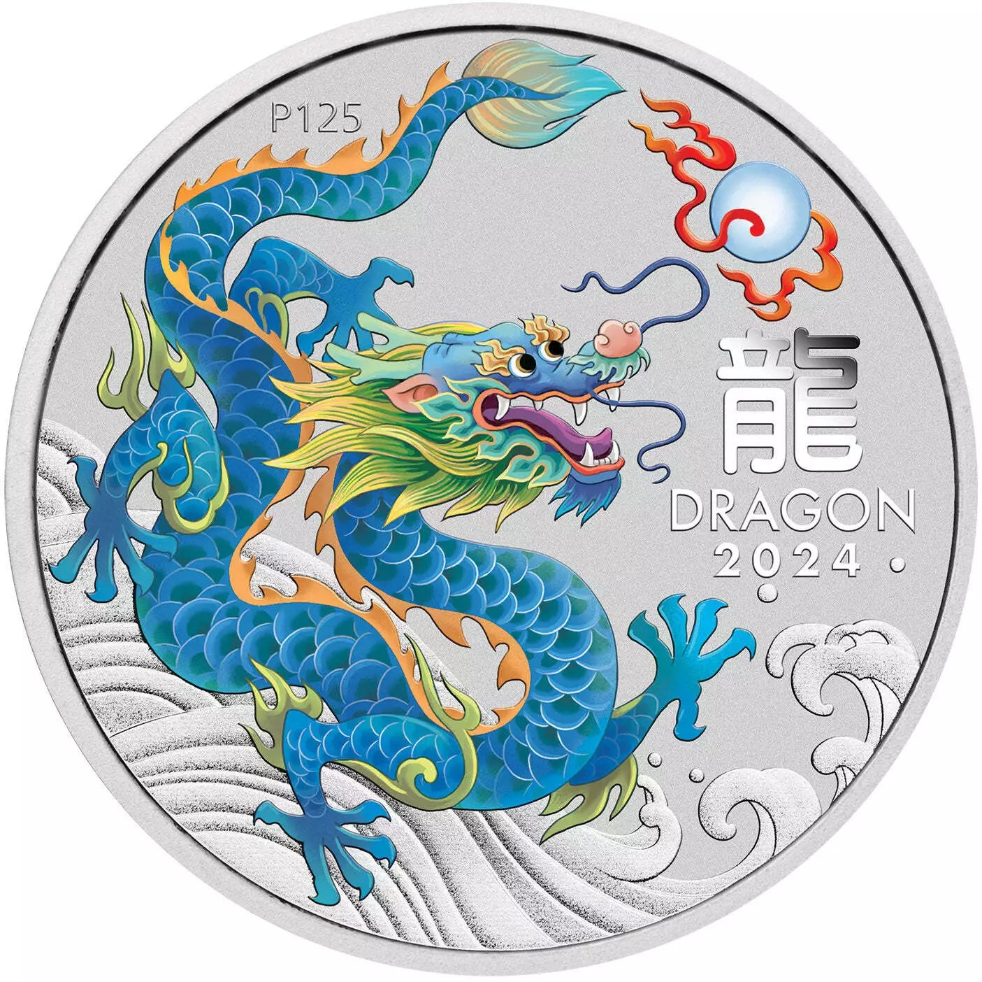 Perth Mint 2024 Year of the Dragon 1/2 oz Silver Teal Dragon Coloured Coin