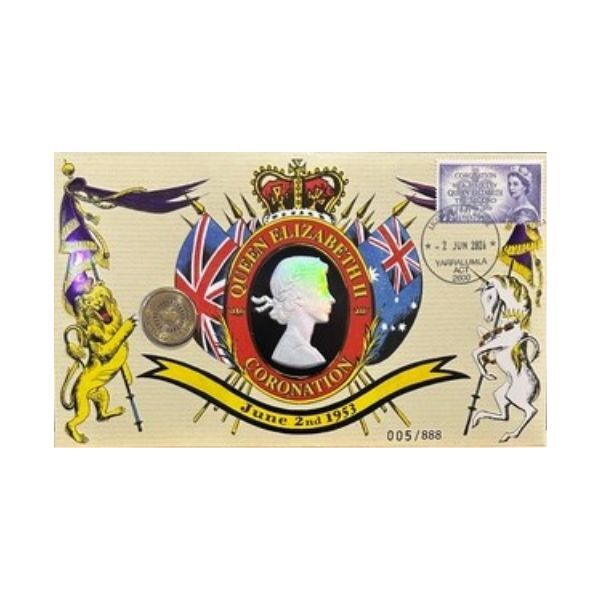 The Coronation of Queen Elizabeth II PNC WITH 1953 Coronation Stamps
