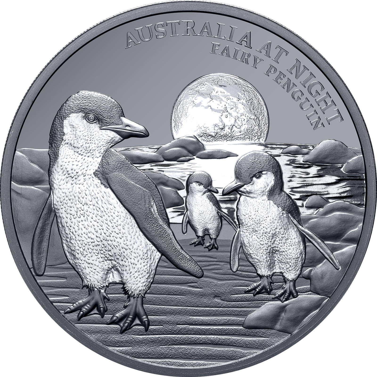 Australia at Night Fairy Penguin 2024 $1 1oz Silver Black Proof Coin