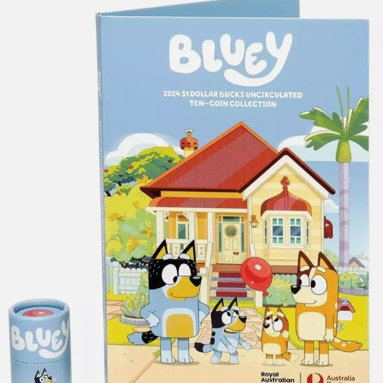 Royal Australian Mint 10 Coin Bluey Set with Coloured Bluey Buck $1 Coin