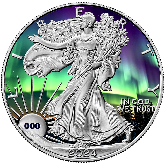 2024 $1 Walking Liberty Solar Storms Edition1oz Silver Coin