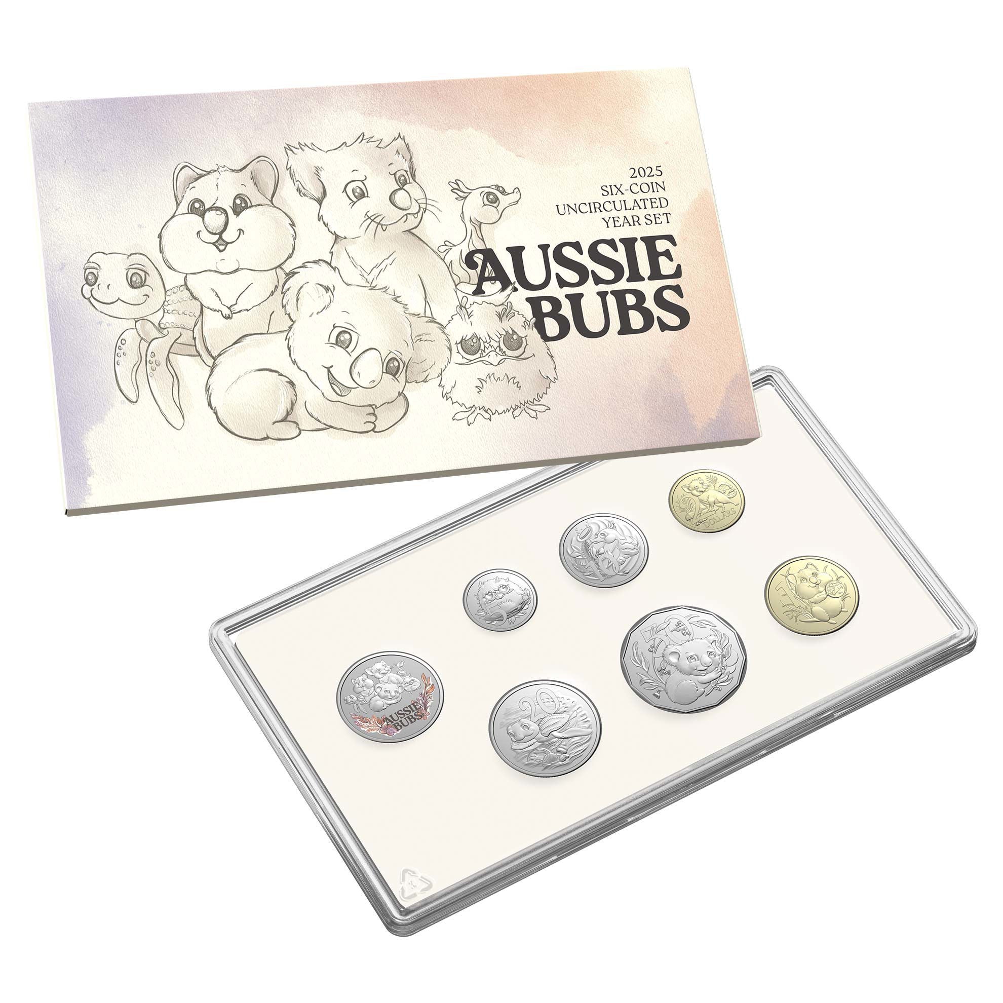 Royal Australian Mint 2025 6 Coin Baby UNC Set with Token - Aussie Baby Animals
