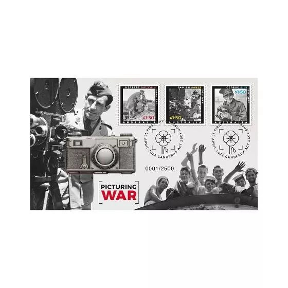 2024 ANZAC PNC PICTURING WAR with ZINC METAL CAMERA MEDALLION PNC