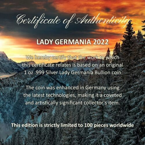 2022 Germania Mint Lady Germania Coin Series - 1oz Pure Silver .999 Coloured Coin