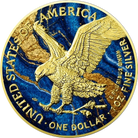 2024 Golden Blue Marble Metal Stones Walking Liberty 1oz Silver Coin