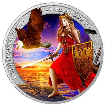 2022 Germania Mint Lady Germania Coin Series - 1oz Pure Silver .999 Coloured Coin