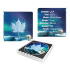 2024 1 oz Silver Canada Maple Leaf Polar Bear & Northern Lights Holographic Coin