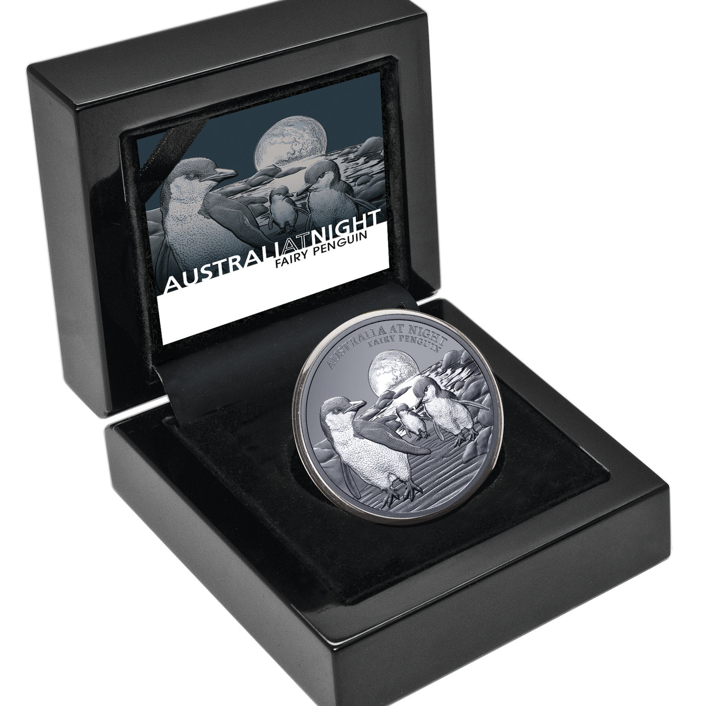 Australia at Night Fairy Penguin 2024 $1 1oz Silver Black Proof Coin