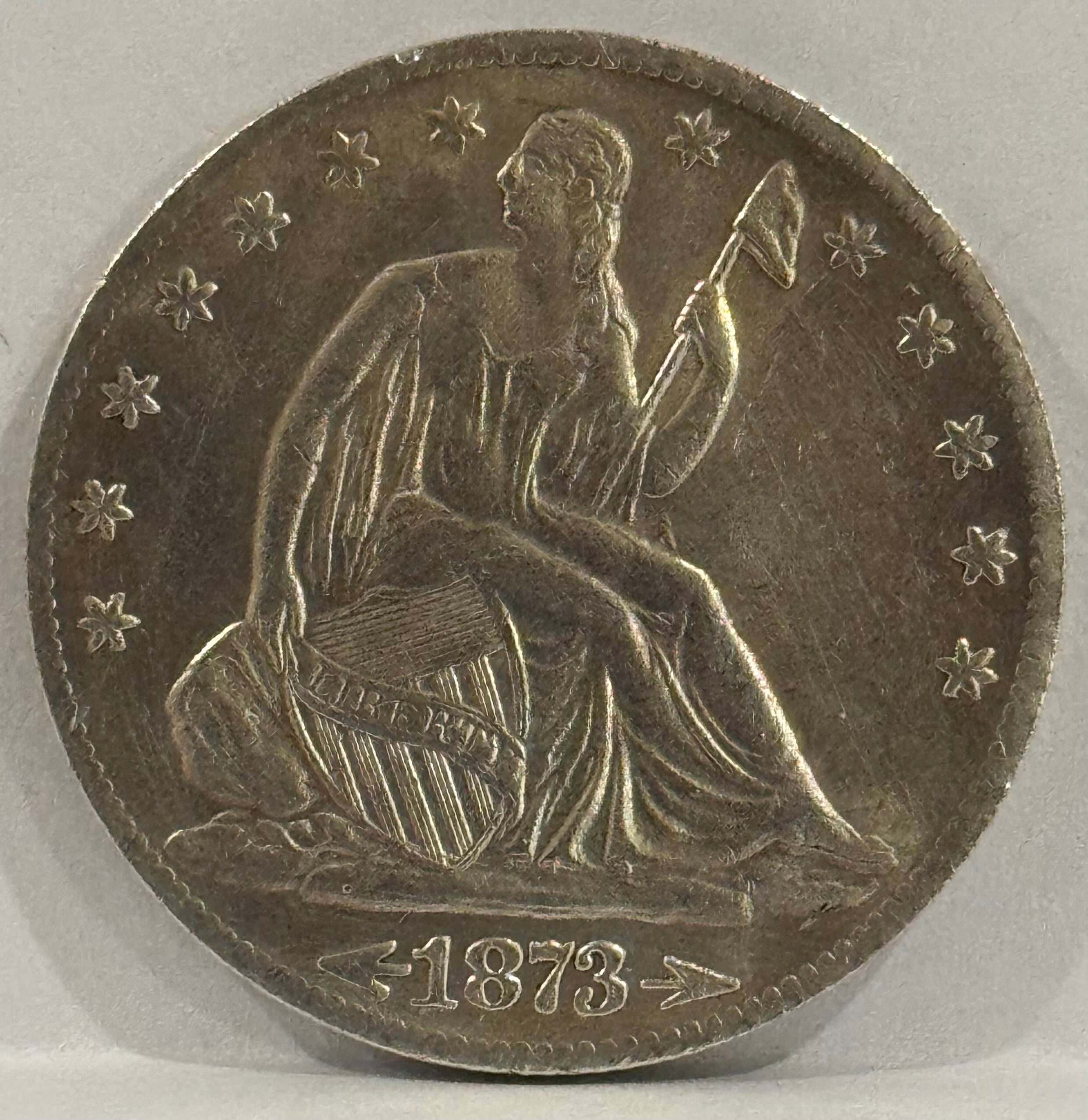 Reproduction Seated Liberty 1873 Half Dollar Silver Plated Coin