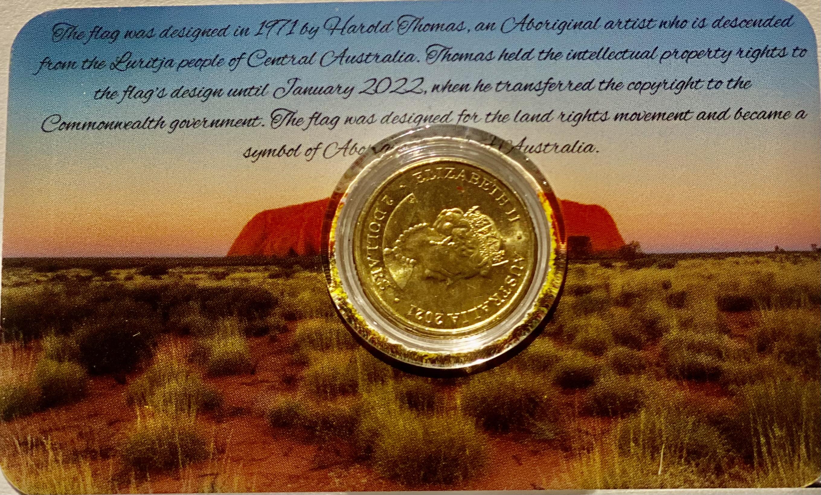 2021 Australian Aboriginal Flag $2 UNC Coin in Card