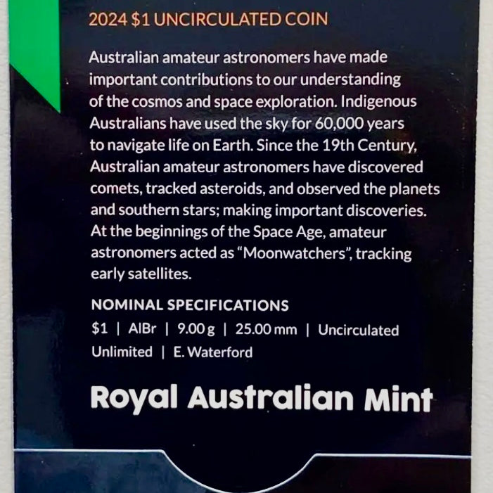 Royal Australian Mint 2024 Out of This World Australia in Space C Mintmark $1 King Charles III Counterstamp UNC Set of Six coins