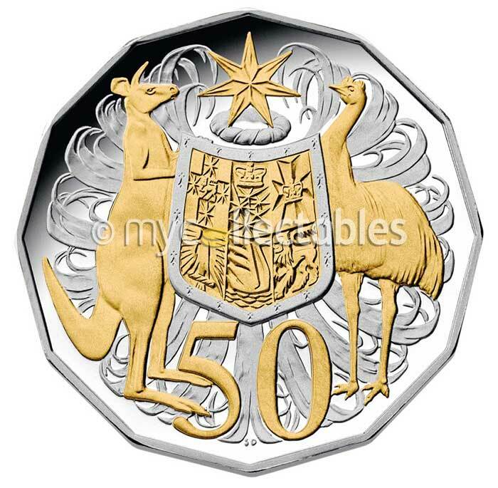 Royal Australian Mint 2012 Six Coin Proof Set Selectively Gold Plated 50c Coin Edition