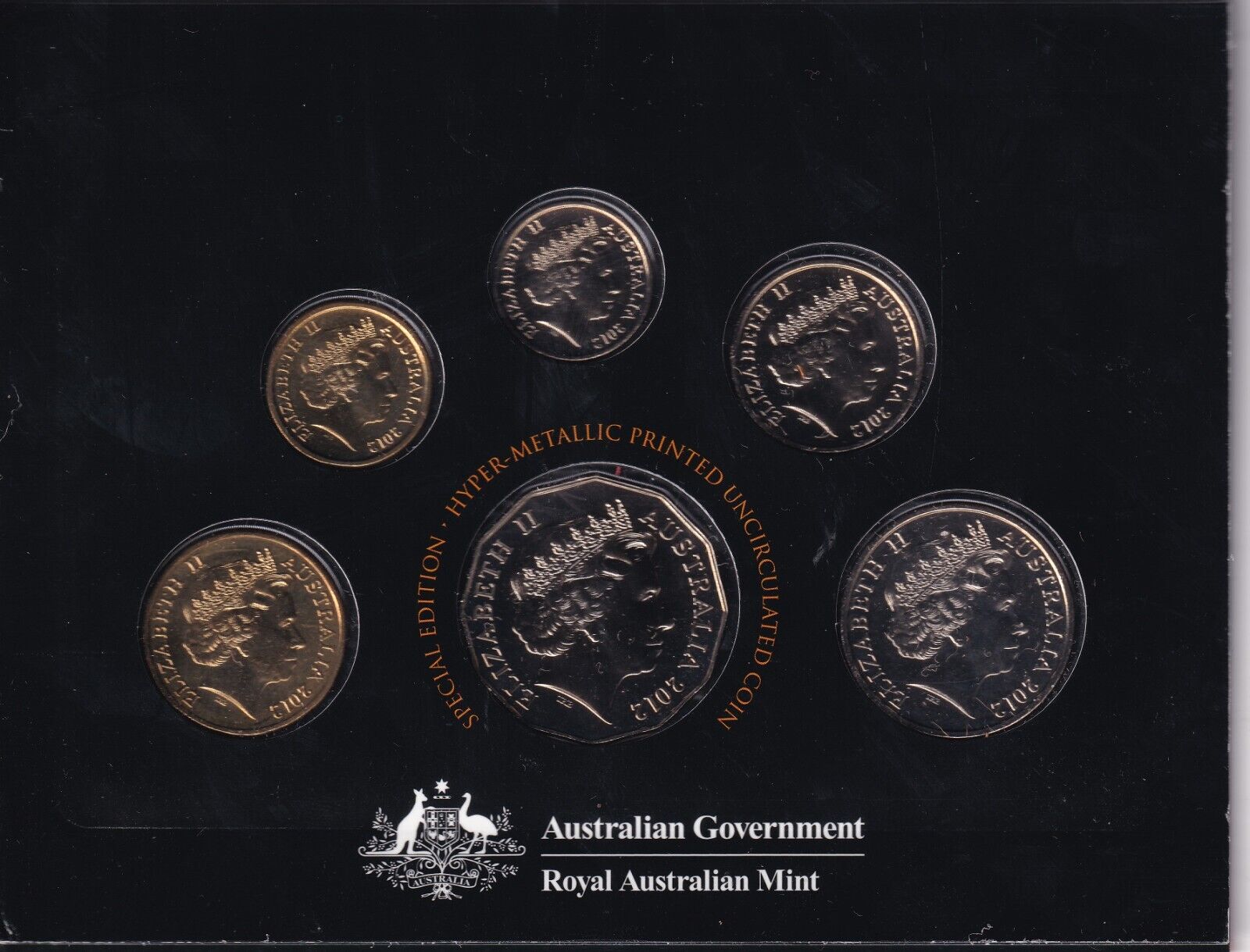 Royal Australian Mint 2012 6 Coin UNC Mint Set - Special Coloured 50c Coin