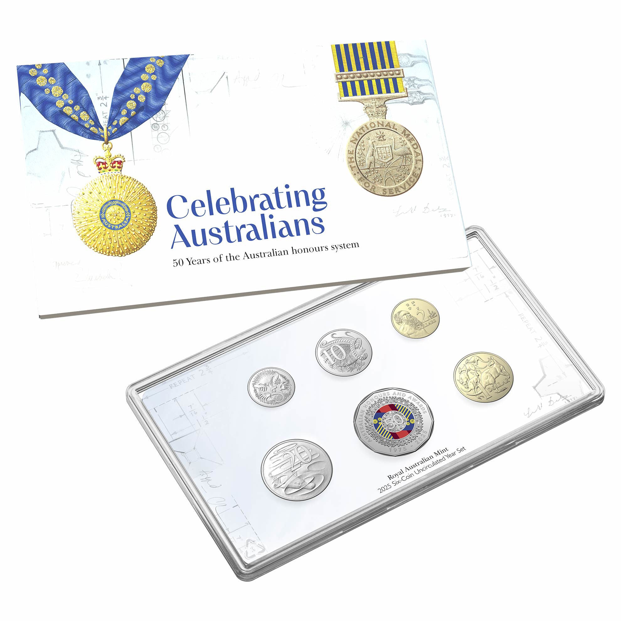 Royal Australian Mint 2025 Uncirculated Year Set - Coloured Australian Awards System 50th Anniversary