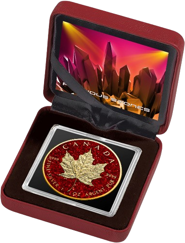 2024 1 oz Silver Canada Ruby Maple Leaf Precious Gemstones