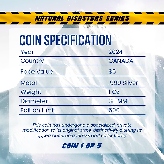 2024 1 oz Silver Canada Maple Leaf Natural Disasters Avalanche