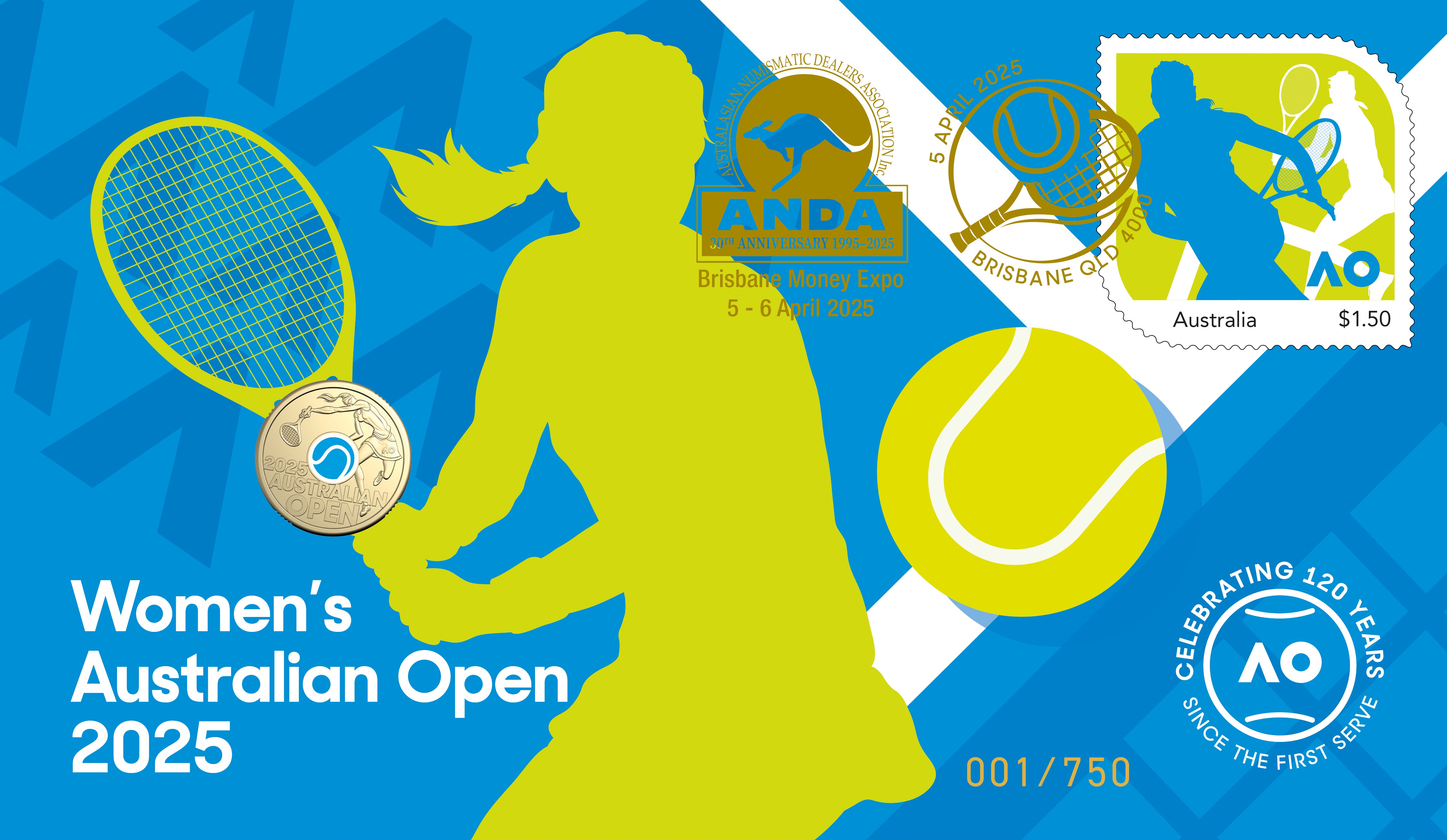 Royal Australian Mint 2025 $2 Australian Open ANDA Brisbane Money Expo PNC