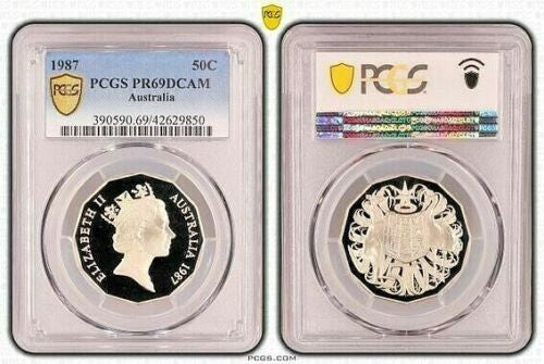 1987 Australian 50c PCGS PR69DCAM Proof Coin