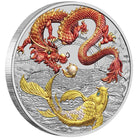 Perth Mint Chinese Myths and Legends - Red Dragon and Koi 1 oz Silver 2023 Coin
