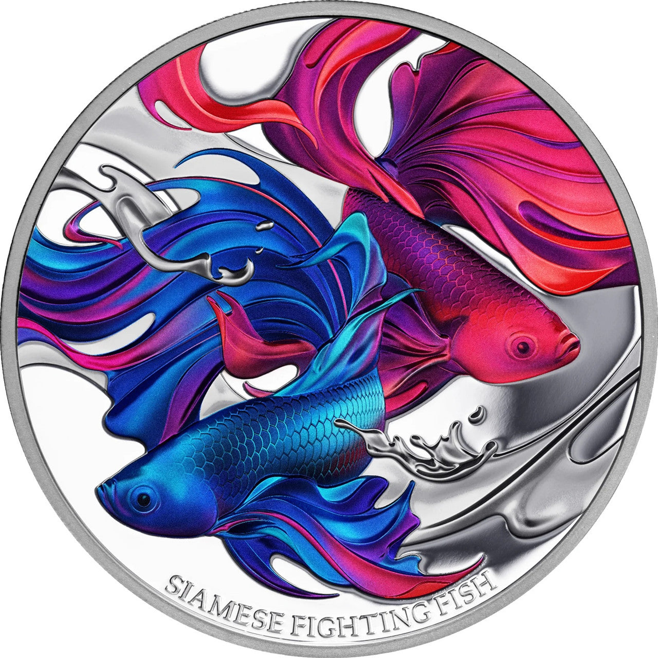 Siamese Fighting Fish 2024 $1 1 oz Silver Proof Coin