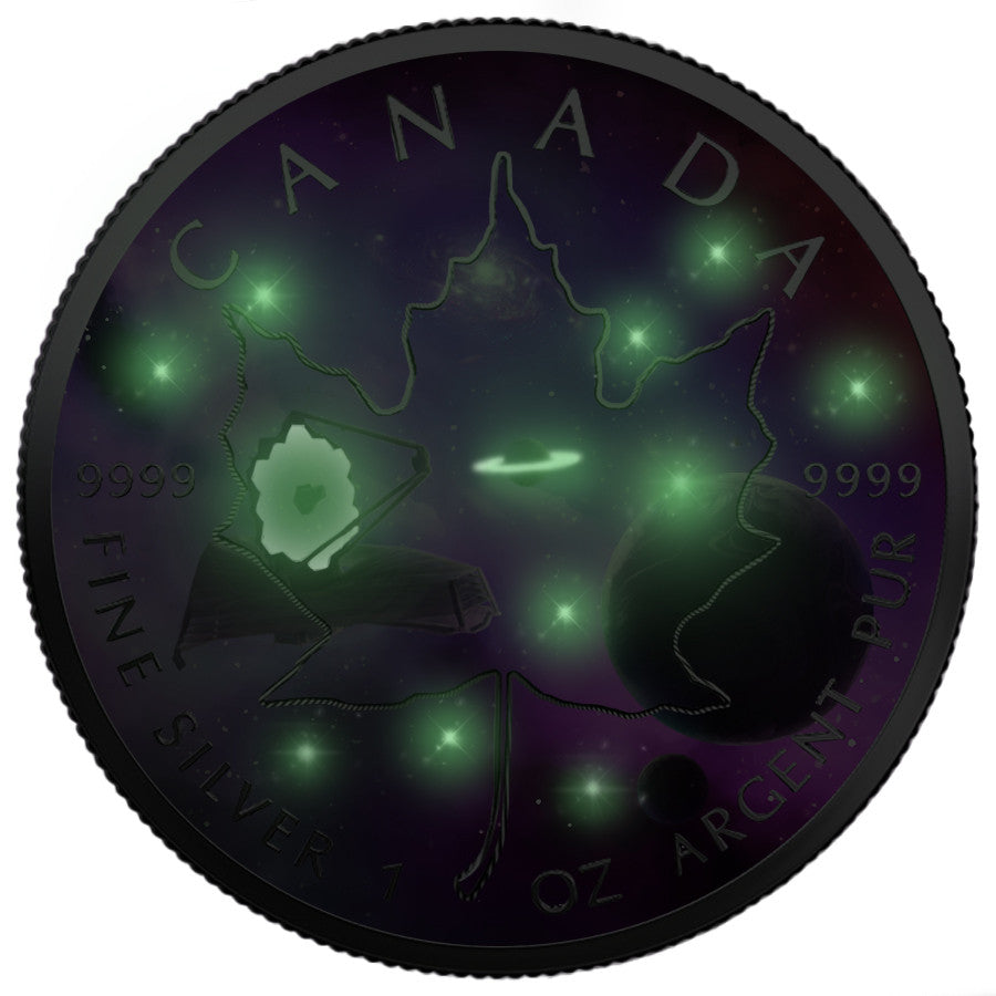 Canada 2022 Maple Leaf 1oz .9999 Silver BU Coin - Glowing Galaxy IV