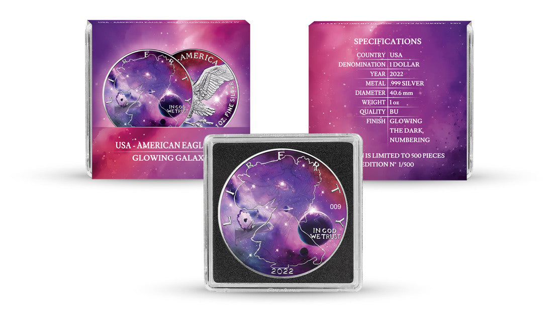 USA 2022 American Eagle 1oz .999 Silver BU Coin - Glowing Galaxy IV