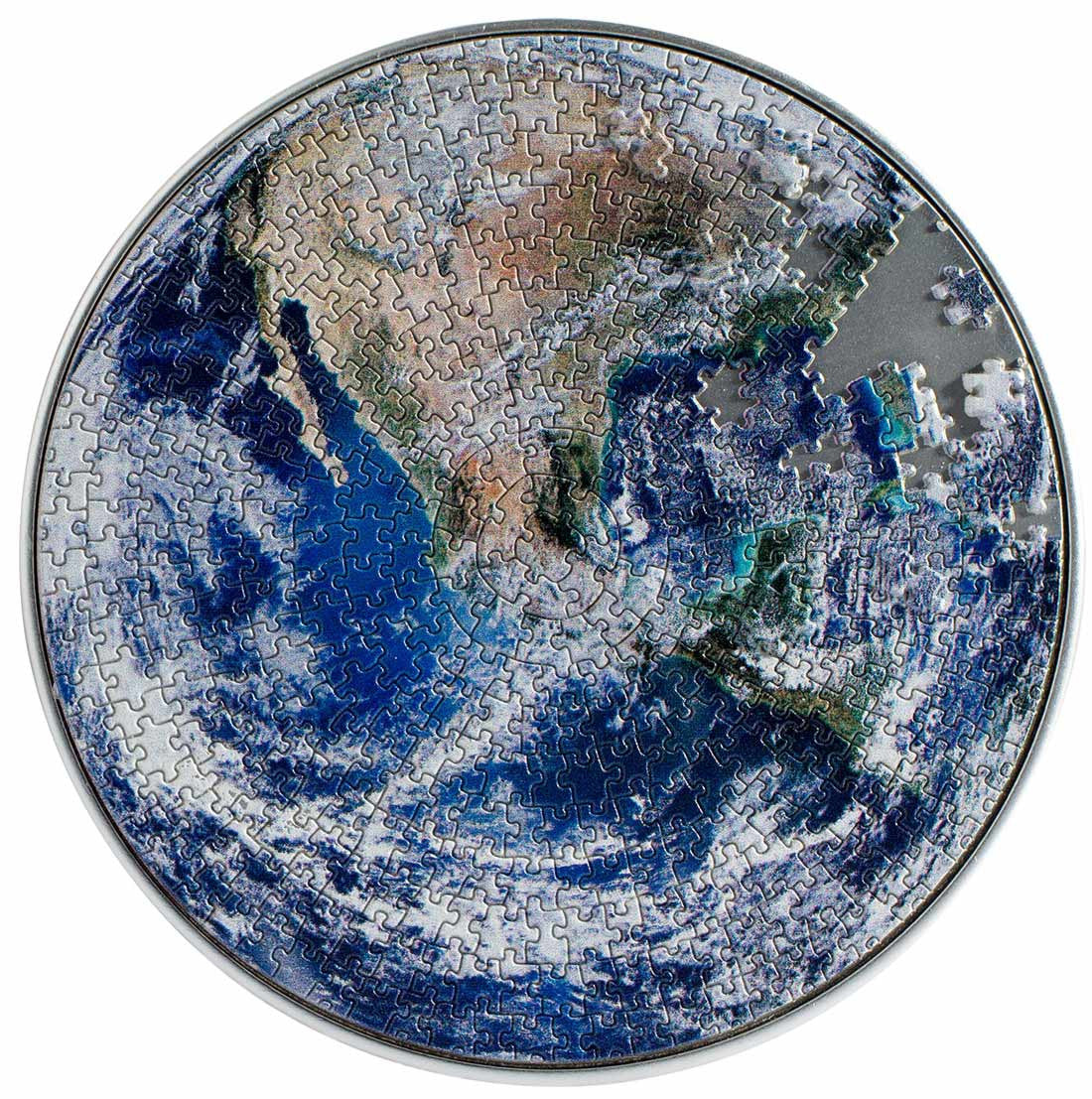 2022 1oz Chad Earth Puzzle .999 Silver Coloured Antiqued