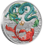 Perth Mint Chinese Myths and Legends - Green Dragon and Koi 1 oz Silver 2023 Coin